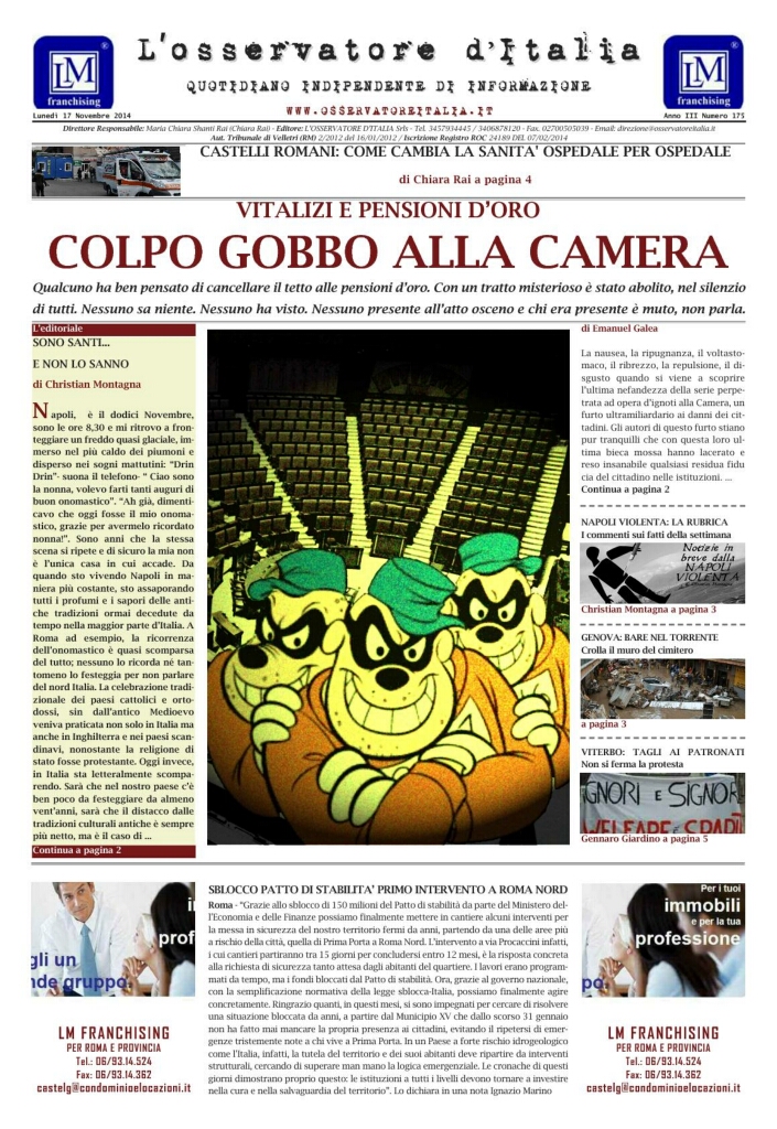L'osservatore d'Italia edizione del 17 Novembre 2014